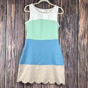 Woman’s Andree By Unit Color Blocking Dress With Scallop Hem- Size Small